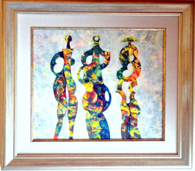 הרי גוטמן שמן על משטח חתום 29X34 ס"מ מסגרת 45X50 ס"מ