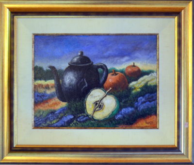 זאב קון שמן על בד חתום 30X40 ס"מ מסגרת 53X63 ס"מ