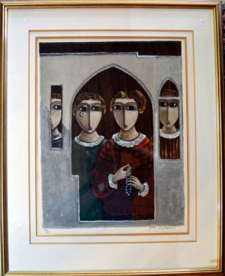 יוסל ברגנר ליתוגרפיה חתומה וממוספרת כולל מסגרת 66X80 ס"מ