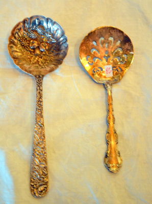 לוט 2 כפות הגשה כסף סטרלינג חתומות 210 גרם אורך 19 ס"מ חתום גורהם השני ארט נובו 23 ס"מ אורך