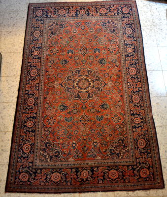 שטיח פרסי קאשאן עבודת יד ישן 135X210 ס"מ מצב טוב מעט שחוק