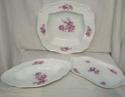 3 כלי הגשה פורצלן ROSENTHAL SANSSOUCI כולל : קערה עמוקה 28X28 ס"מ - 
קערה אובלית עמוקה 26X16 