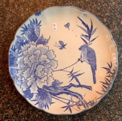 צלחת פורצלן יפנית עתיקה מאה 18-19 ציור יד קוטר 21 ס"מ