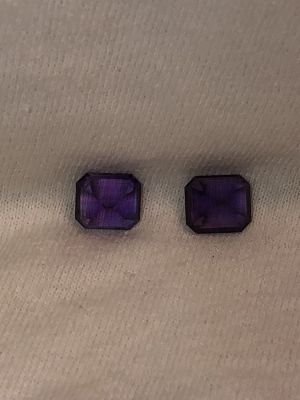 זוג אבני חן אמטיסט ליטוש פרינסס מלבני לא משובצים אחד יש נקודת פחם השני קצת שריטות בקנטים