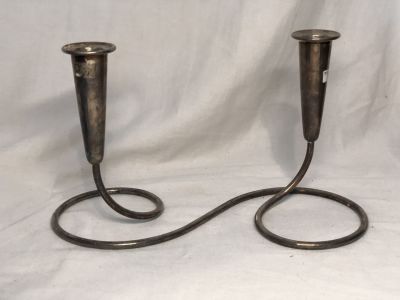 פמוט 2 קנים WMF מצופה כסף חתום ארט נובו מרשים גובה 15 ס''מ אורך 26 ס''מ