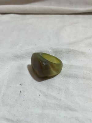 טבעת אבן חן ירוק חום גדולה מרשימה מידה 7 US