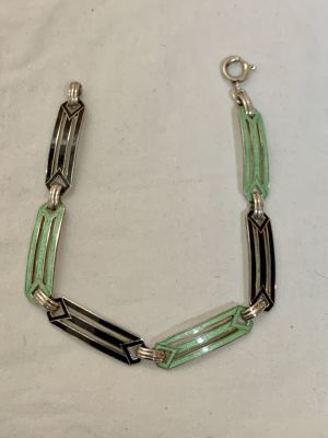 צמיד כסף ואמייל ארט דקו חתום 19 ס"מ אורך - 12,4 גרם