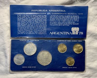 סט 6 מטבעות מונדיאל 78 ARGENTINA כולל 3 מטבעות כסף 900 משקל כולל 50 גרם 
באריזה מהודרת