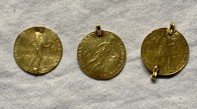 לוט 3 מטבעות זהב עתיקות עם הלחמות וחורים 10.8 גרם