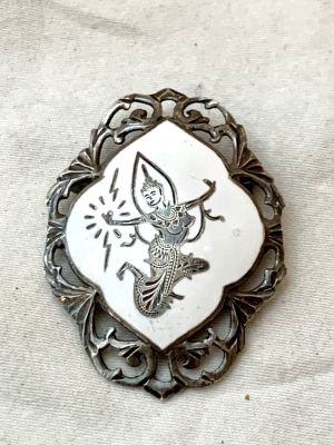 סיכת כסף סטרלינג ואמייל SIAM חתומה 5X3.5 ס"מ - 11,5 גרם