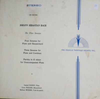 אלבום JOHAN SEBASTIAN BACH עם 2 תקליטים THE FLUTE SONATAS