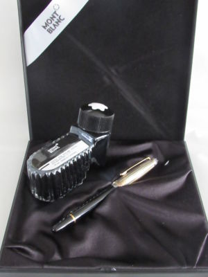 עט נובע MONT BLANC MEISTERSTRUCK מפואר מכסה כסף 925 עם ציפורן זהב 18K וקסת דיו בקופסה מקורית 