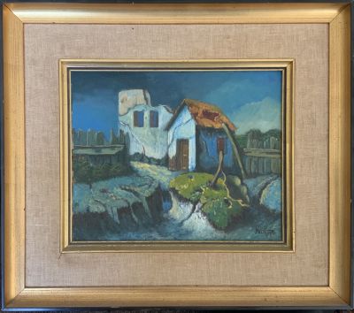 זאב קון ציור שמן על בד חתום נוף 27X22 ס''מ