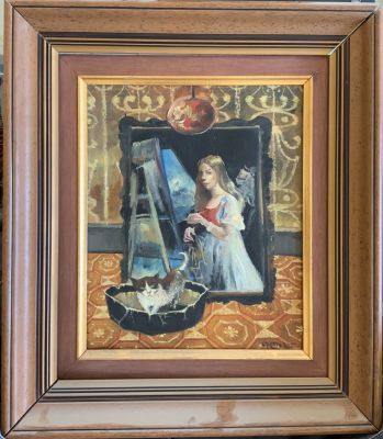 גרטי רובינשטיין ציור שמן על בד חתום 33X26 ס''מ