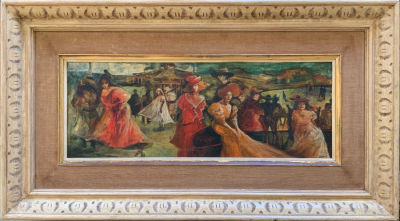 גרטי רובינשטיין שמן על משטח חתום דמויות ביריד 60X22 ס''מ