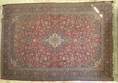 שטיח פרסי קאשן עבודת יד גדול במצב טוב מאוד 235X355 ס''מ