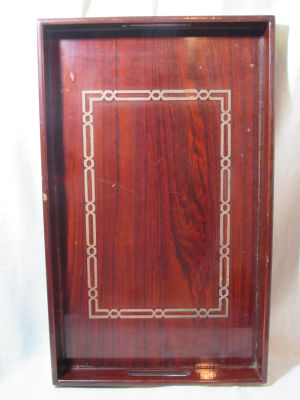 מגש עץ ארט דקו ומתכת 46X28 ס''מ פגמים קלים ראו בתמונות