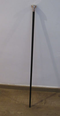 מקל הליכה עץ ומתכת ציפוי כסף עתיק גובה 92 ס׳׳מ