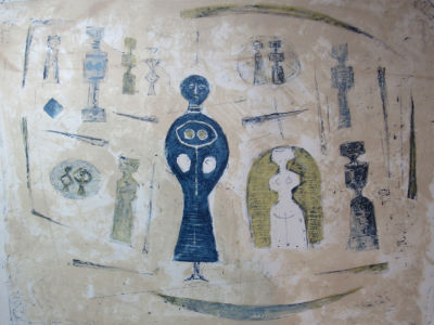 ליטוגרפיה CAMPIGLI דמויות שונות חתום וממוספר 88\125 גודל ללא מסגרת 59X46 ס''מ