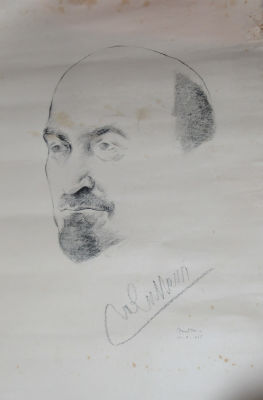 ליטוגרפיה חתומה בפלטה בודקו, דיוקן חיים ויצמן מתוארך 1925 לא ממוסגר גודל 46X30 ס''מ