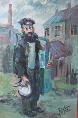 קפלן ציור שמן על משטח אמן ברחוב חתום ומתוארך גודל 38X26 ס''מ