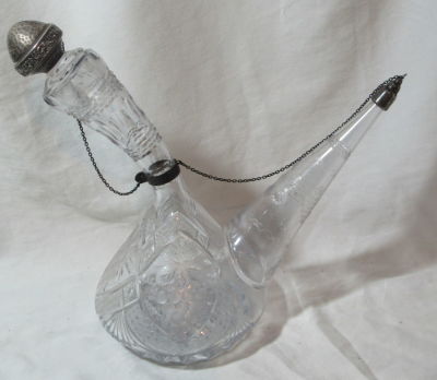 דקנטר קריסטל וכסף ספרדי כנראה חתום חיתוך עבודת יד גובה 24 ס׳׳מ רוחב 25 ס׳׳מ