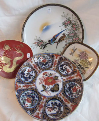 לוט 4 צלחות פורצלן ציור יד סיני ישנות - עתיקות - קוטר 13-13-21-21 ס"מ