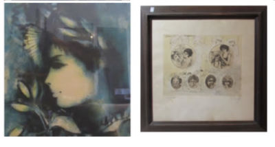 לוט 2 עבודות: יהודה ורדי ליטוגרפיה חתימה דהויה כולל מסגרת 61X73 ס"מ עדית פאנק - תחריט וטכניקה 