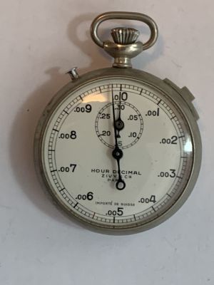 שעון כיס סטופר עתיק צרפתי שוויצרי מכני עובד קוטר 50 מ״מ