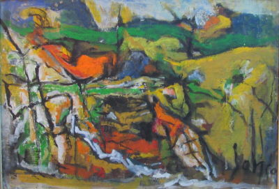 מרסל ינקו שמן על משטח חתום - 35x50 מ1977 עם אישור מקוריות בגב הציור