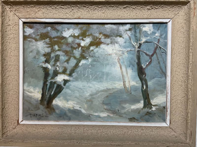 DAENS שמן על משטח נוף טבע, חתום, גודל 27X19 ס''מ