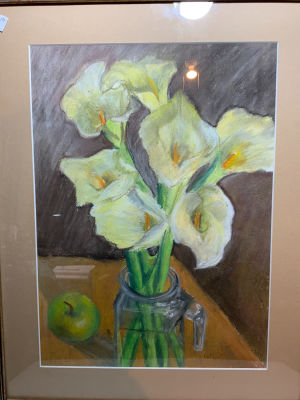 אמן לא מזוהה צבעי פנדה פרחים חתום ומתוארך 2010 גודל 36X28 ס''מ