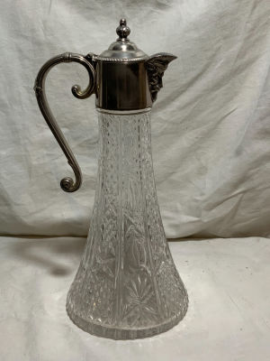 דקנטר קריסטל עם חלק עליון מצופה כסף, גובה 30 ס"מ