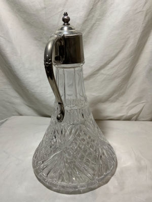 דקנטר קריסטל עם חלק עליון מצופה כסף, גובה 31 ס"מ