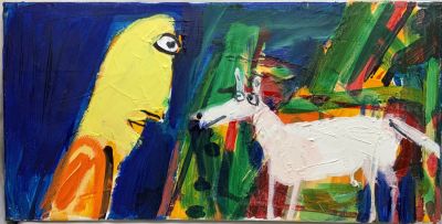 לאו ריי דמות וחיה 25X50 ס׳׳מ שמן על בד חתום