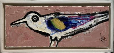 לאו ריי שמן על בד ״הציפור היפה״ 20X50 ס׳׳מ חתום