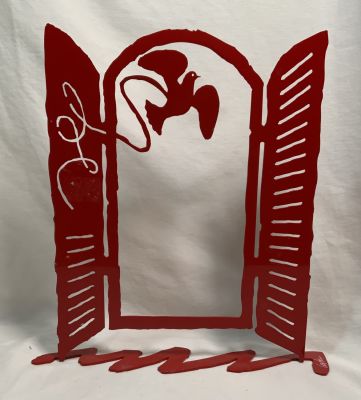 דודו גרשטיין חיתוך לייזר ציפור על עדן החלון 30X23 ס׳׳מ