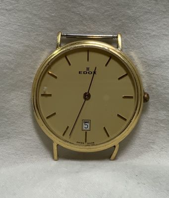 שעון זהב 18K EDOX ללא רצועה משקל כולל מנגנון 27 גרם- משקל ללא מנגנון כולל זכוכית 16 גרם - קוטר 