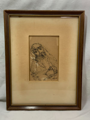 מ.ברנשטיין רישום דמות רב קורא בספר גודל: 17X11 ס''מ חתום