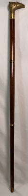 מקל הליכה עץ וברונזה ראש דמות נשר מתפרק לשלושה חלקים שונים אורך : 83 ס''מ