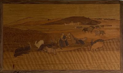 עבודת יד חיתוכי עץ, דמויות במדבר 34X19 ס"מ