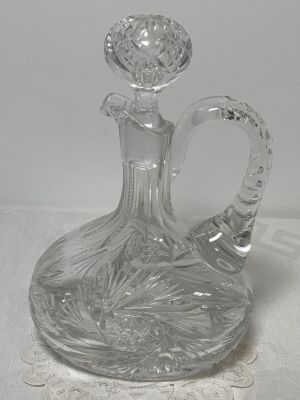 דקנטר קריסטל חריטות עבודת יד עם פקק גובה כולל פקק: 25.5 ס''מ