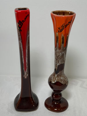 צמד אגרטלי פרח אחד מעיירה ולורי עבודות בהשראת פיקסו גובה: 27.5, 27 ס''מ