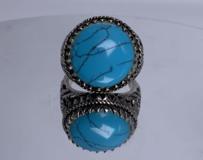 טבעת לגבר כסף 925 עם אבן חן צבעונית טורקיז 10 US