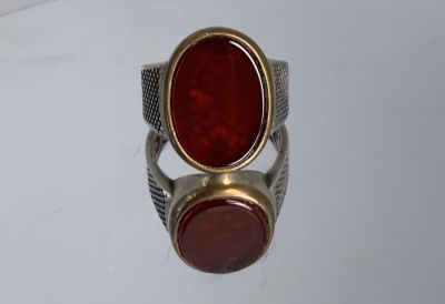 טבעת לגבר כסף 925 עם אבן חן צבעונית Carnelian 9.5 US משקל: 10 גרם