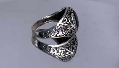 טבעת לגבר כסף 925 עם אבן צבעונית אדומה 11 US משקל: 6 גרם