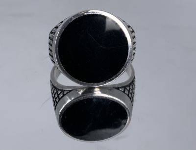 טבעת לגבר כסף 925 עם עבודת אוניקס שחור 10 US משקל: 7 גרם