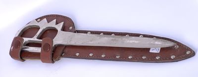 סכין פלדה עבודת יד אורך 32 ס"מ עם נדן עור 35 ס"מ