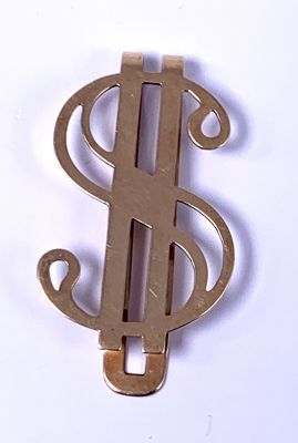 סיכה לשטרות - זהב 14 קרט - סמל $ - 5.6 גרם - אורך 4,7 ס"מ - חתום 14 K