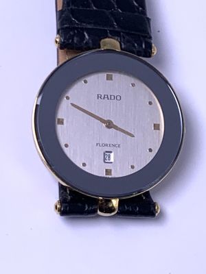 שעון יד RADO FLORENCE SAPPHIRE CRYSTAL עגול 32 מ"מ עם תאריכון מקורי מצב מעולה עם רצועת עור חדשה 